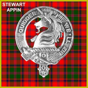 May include: A silver and white heraldic crest featuring a unicorn's head with a horn, surrounded by a circular band with the text "QUIDDER OF THE WELL" in a stylized font. The crest is set against a red, green, and black tartan background.