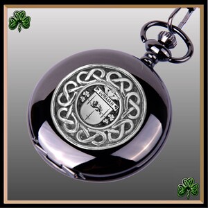 Gorman Irish Coat of Arms Black Pocket Watch