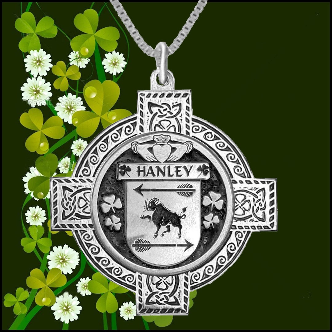 Hanley Irish Coat of Arms Celtic Cross Pendant IP04 Etsy