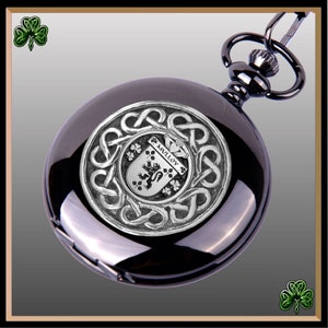 Mulloy Irish Coat of Arms Black Pocket Watch