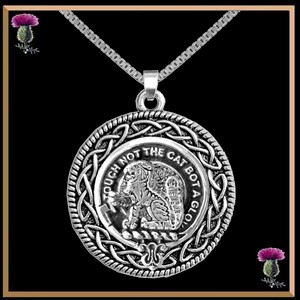 MacPherson Clan Crest Celtic Interlace Disk Pendant, Scottish Family Crest  ~ CLP06