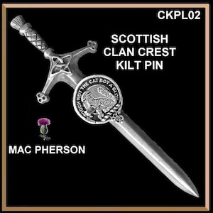MacPherson Clan Crest Kilt Pin, Scottish Pin ~ CKP02