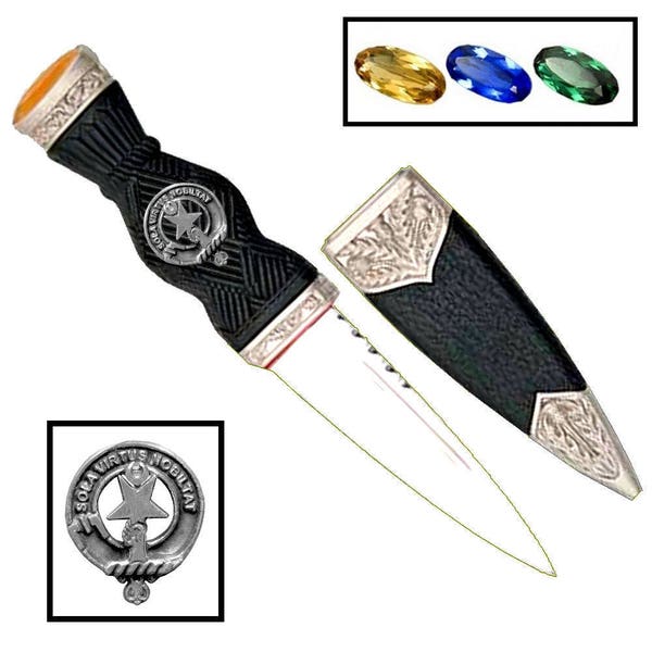 Henderson Clan Crest Sgian Dubh, Scottish Knife