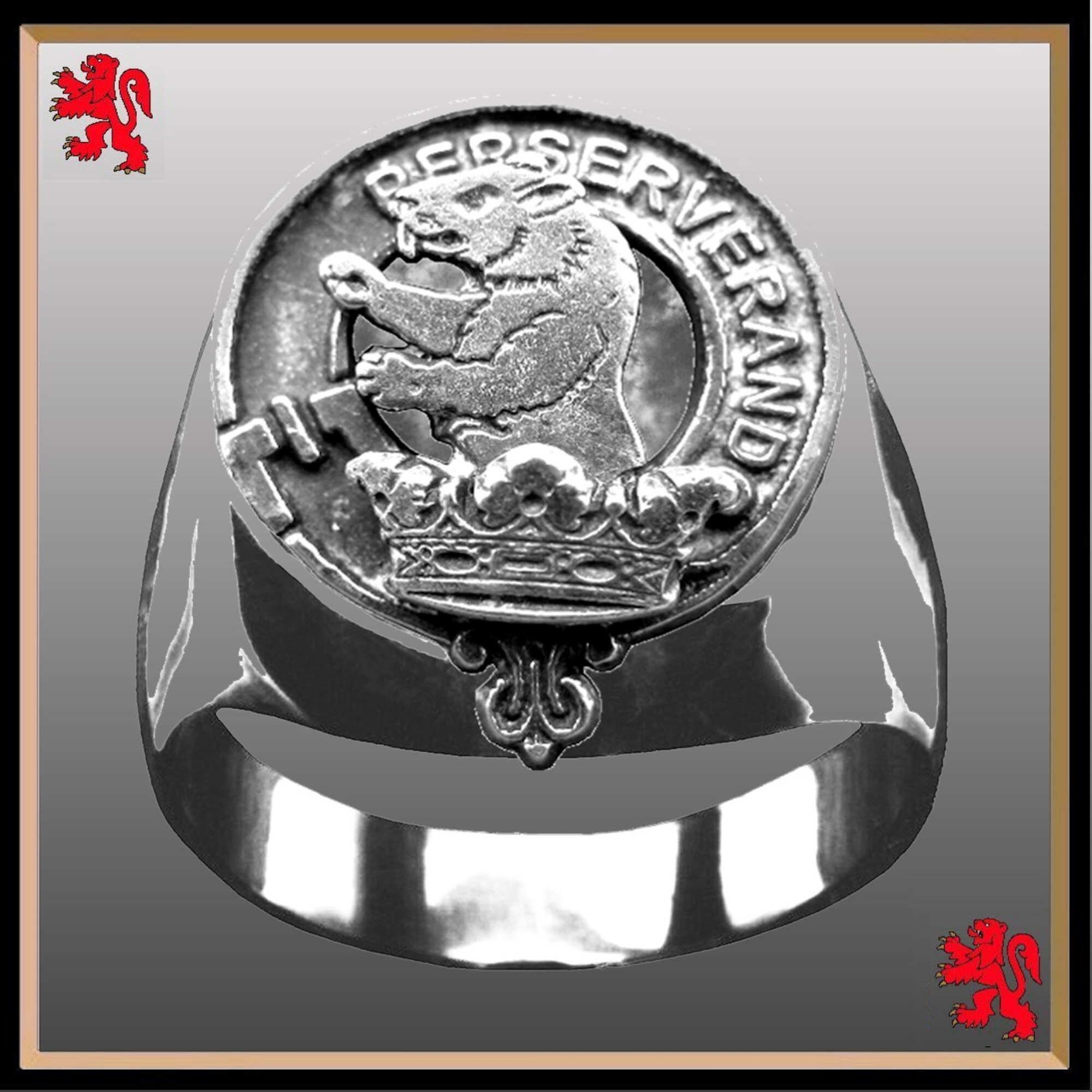 Beveridge Scottish Clan Crest Ring GC100 ~ Sterling Silver