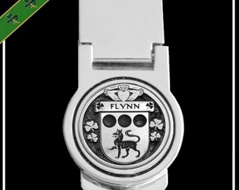 Flynn Irish Disk Coat of Arms Round Money Clip