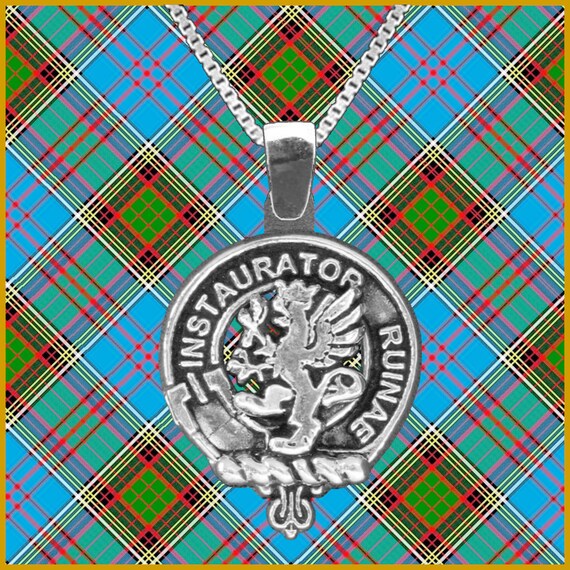 Scottish Tartan Forsyth Weathered Clan Circle Necklace Classic Style