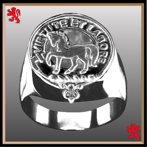 Cochrane Scottish Clan Crest Ring GC100  ~  Sterling Silver and Karat Gold