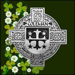 Coleman Irish Coat of Arms Celtic Cross Badge