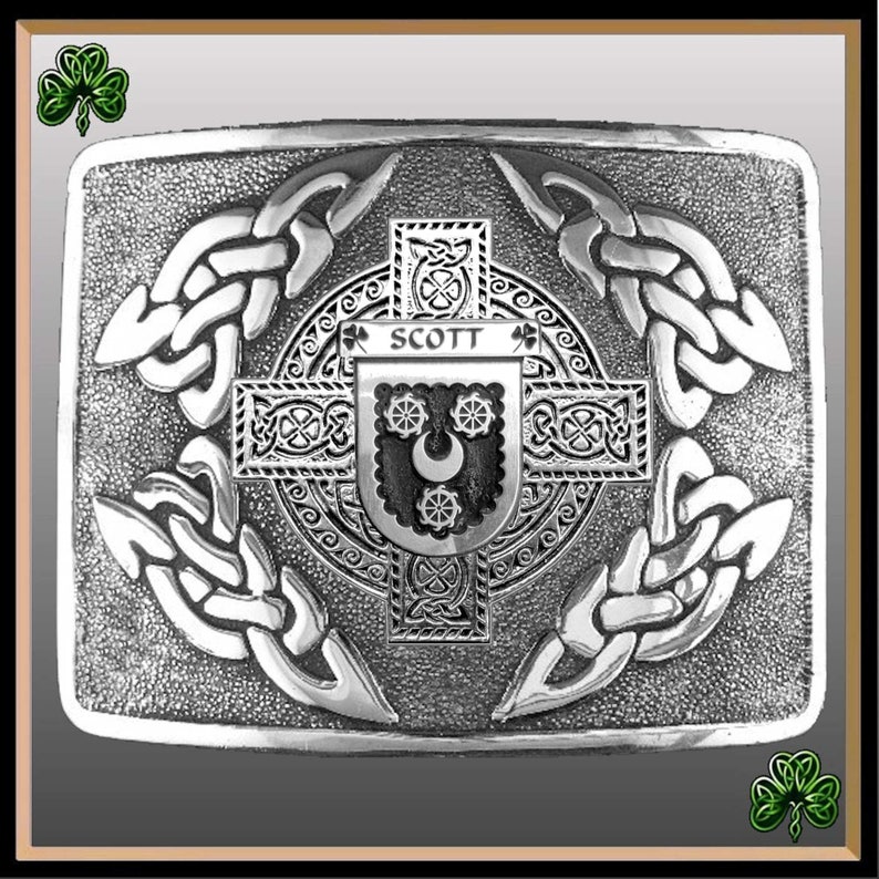 Scott Irish Coat of Arms Interlace Kilt Buckle