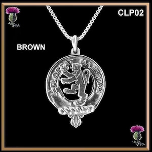 Brown Clan Crest Scottish Pendant CLP02 image 1