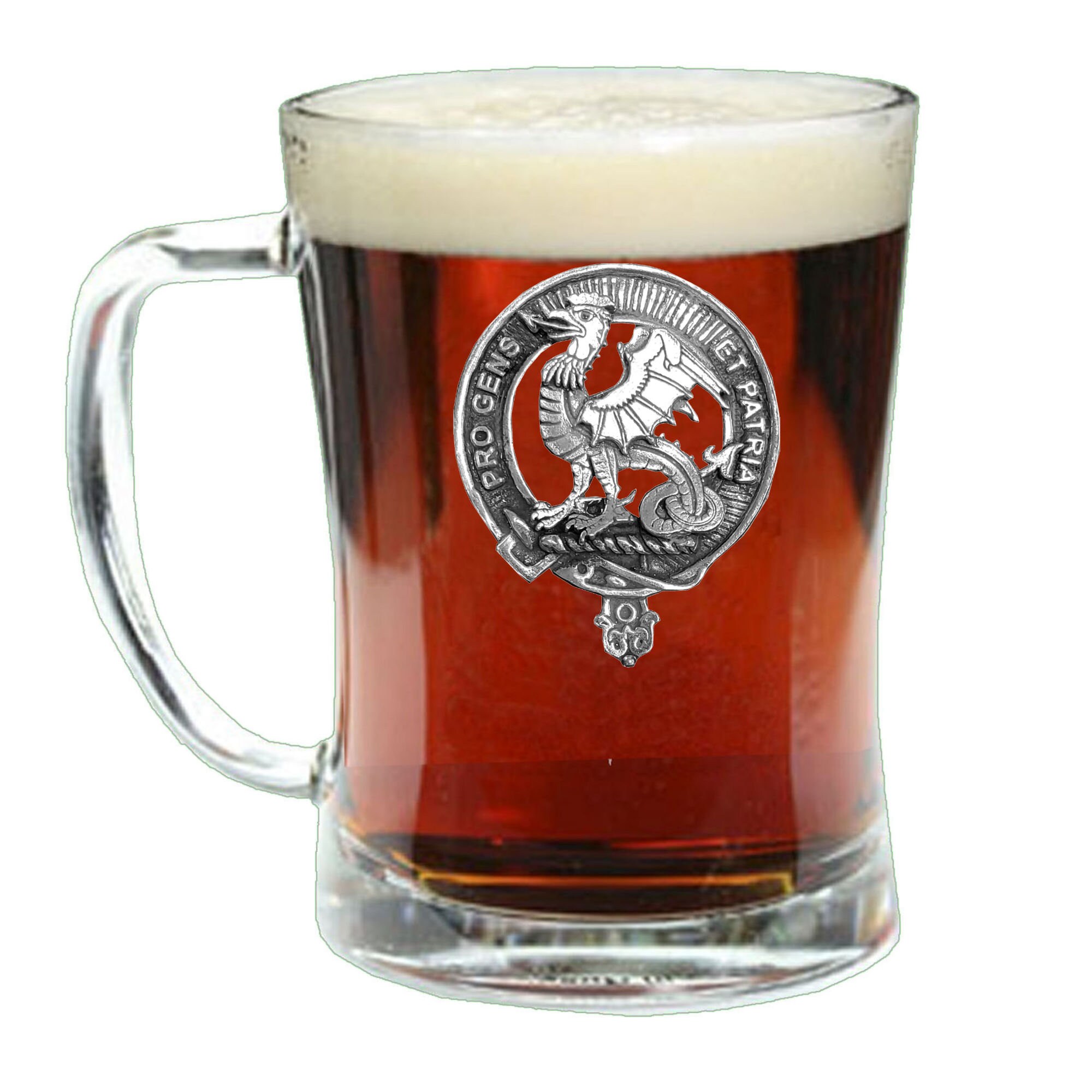 Pendergast Clan Crest Badge Glass Beer Mug