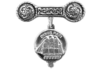 Duncan Clan Crest Iona Bar Brooch - Sterling Silver