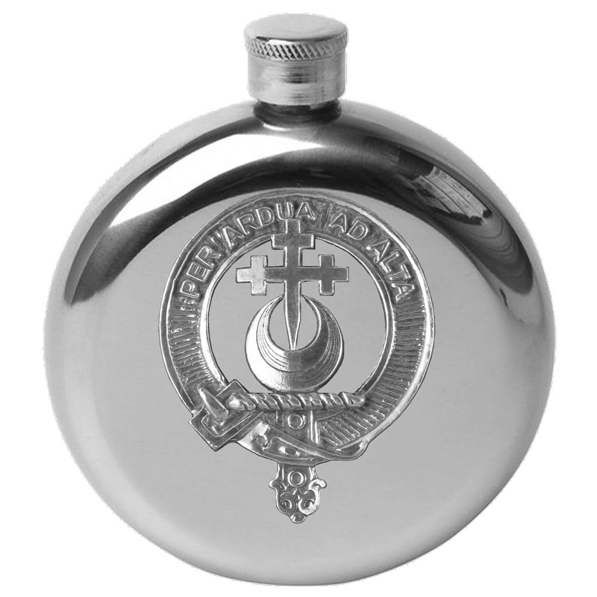 Hannay 5oz Round Scottish Clan Crest Badge Stainless Steel Flask