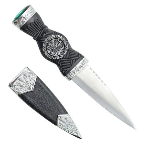 Celtic Tree of Life Sgian Dubh, Scottish Black Knife Sterling