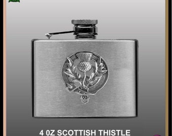 4oz Thistle Scottish Badge Flask Stainless Liquor Bottle