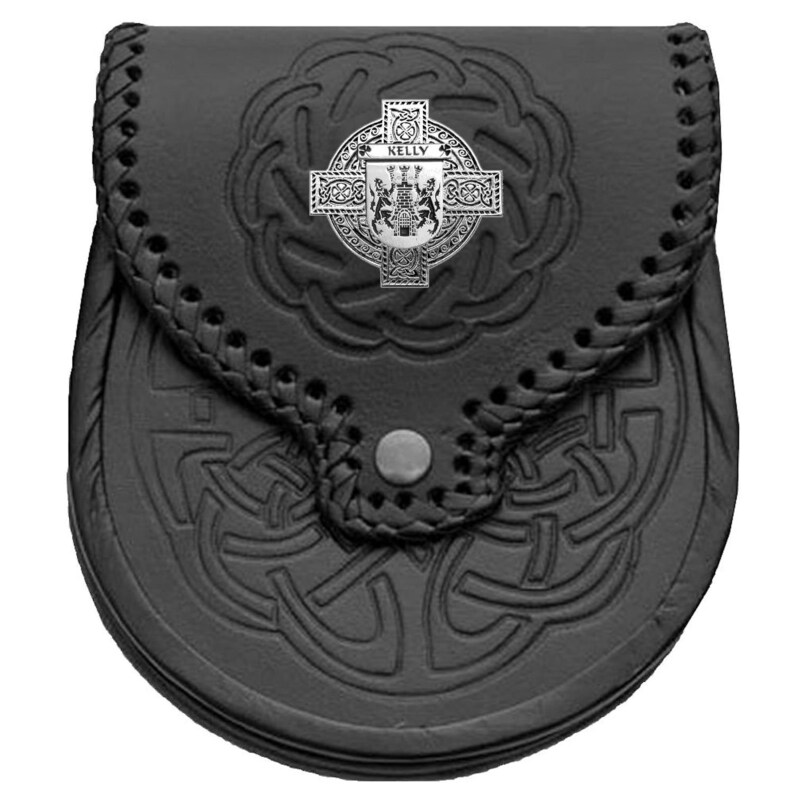 Genuine Leather Kelly Irish Coat of Arms Sporran