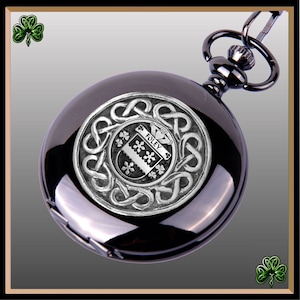 Foley Irish Coat of Arms Black Pocket Watch