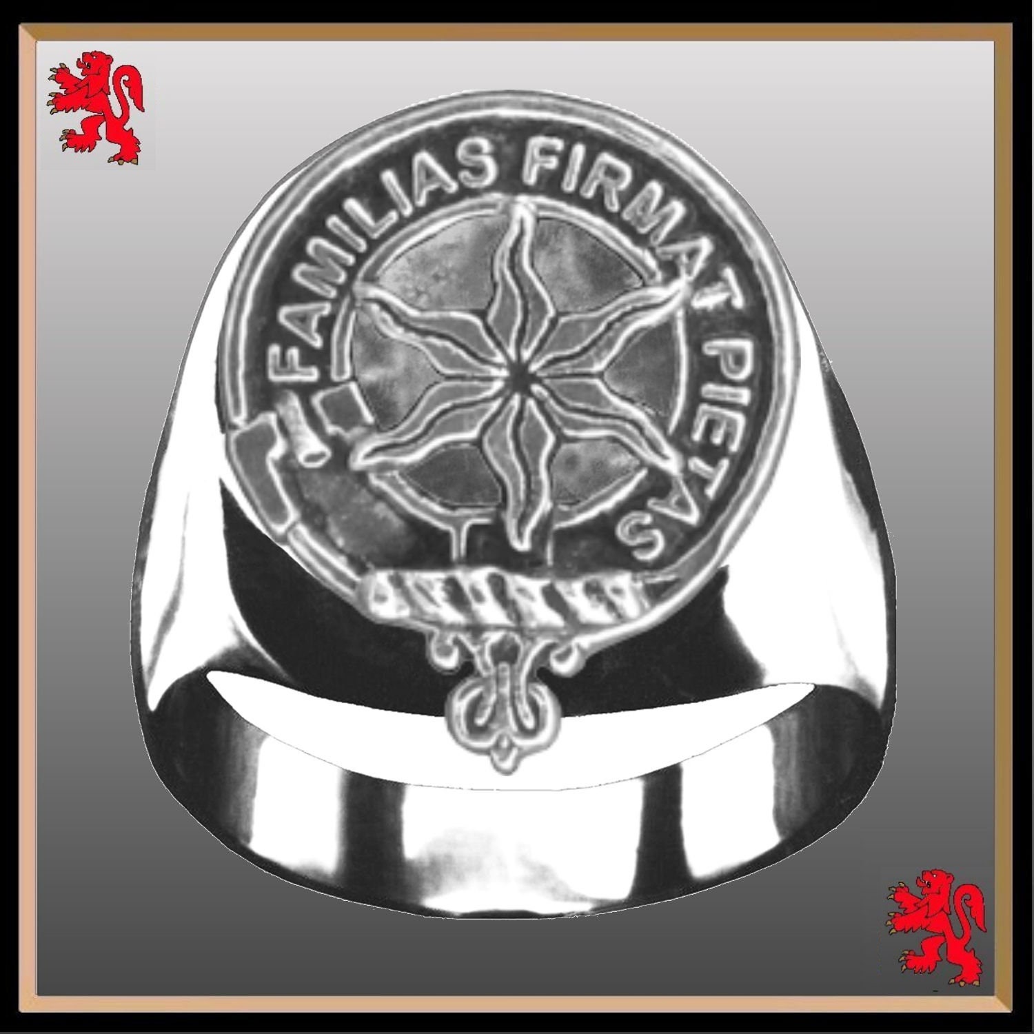 Wardlaw Scottish Clan Crest Ring GC100  ~  Sterling Silver and Karat Gold