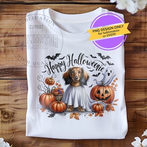 Cute Happy Halloweenie Dachshund Png, Dog Mom Gift, Dachshund Lover, Halloween Gift, Wiener Png, Sausage Dog Png Doxie, Halloween Pumpkin