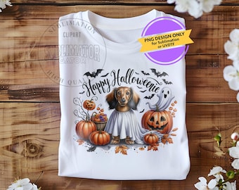 Cute Happy Halloweenie Dachshund Png, Dog Mom Gift, Dachshund Lover, Halloween Gift, Wiener Png, Sausage Dog Png Doxie, Halloween Pumpkin