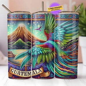 Guatemala Latino Sublimation Tumbler Design, Orgullo Guatemalteco, Quetzal 20oz Tumbler Wrap PNG, Skinny Tumbler Download PNG ONLY, Seamless