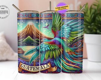 Guatemala Latino Sublimation Tumbler Design, Orgullo Guatemalteco, Quetzal 20oz Tumbler Wrap PNG, Skinny Tumbler Download PNG ONLY, Seamless