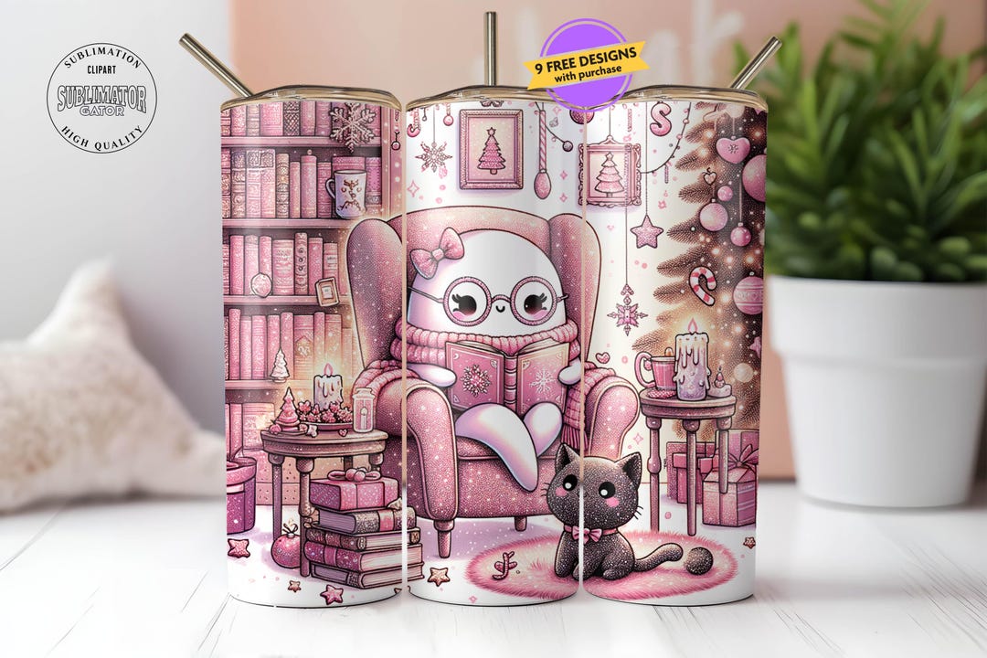 Ghost Reader 20oz Tumbler Wrap PNG, Sublimation Design, Book Lover ...