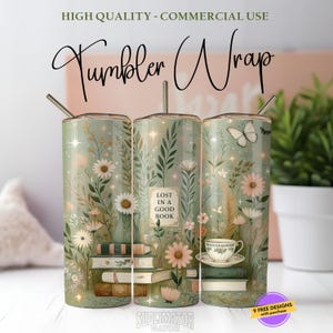 Book Lover Tumbler Wrap, Old Books PNG, Cottagecore Reader, Library Gifts 20oz Tumbler Sublimation Design, Tumbler PNG File, Seamless
