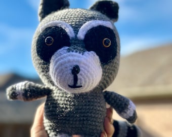 Crochet Raccoon Amigurumi Plush – Handmade Woodland Stuffed Animal Toy