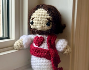 Crochet Jesus Plush – Handmade Amigurumi Christian Gift, Religious Decor, Faith Gift