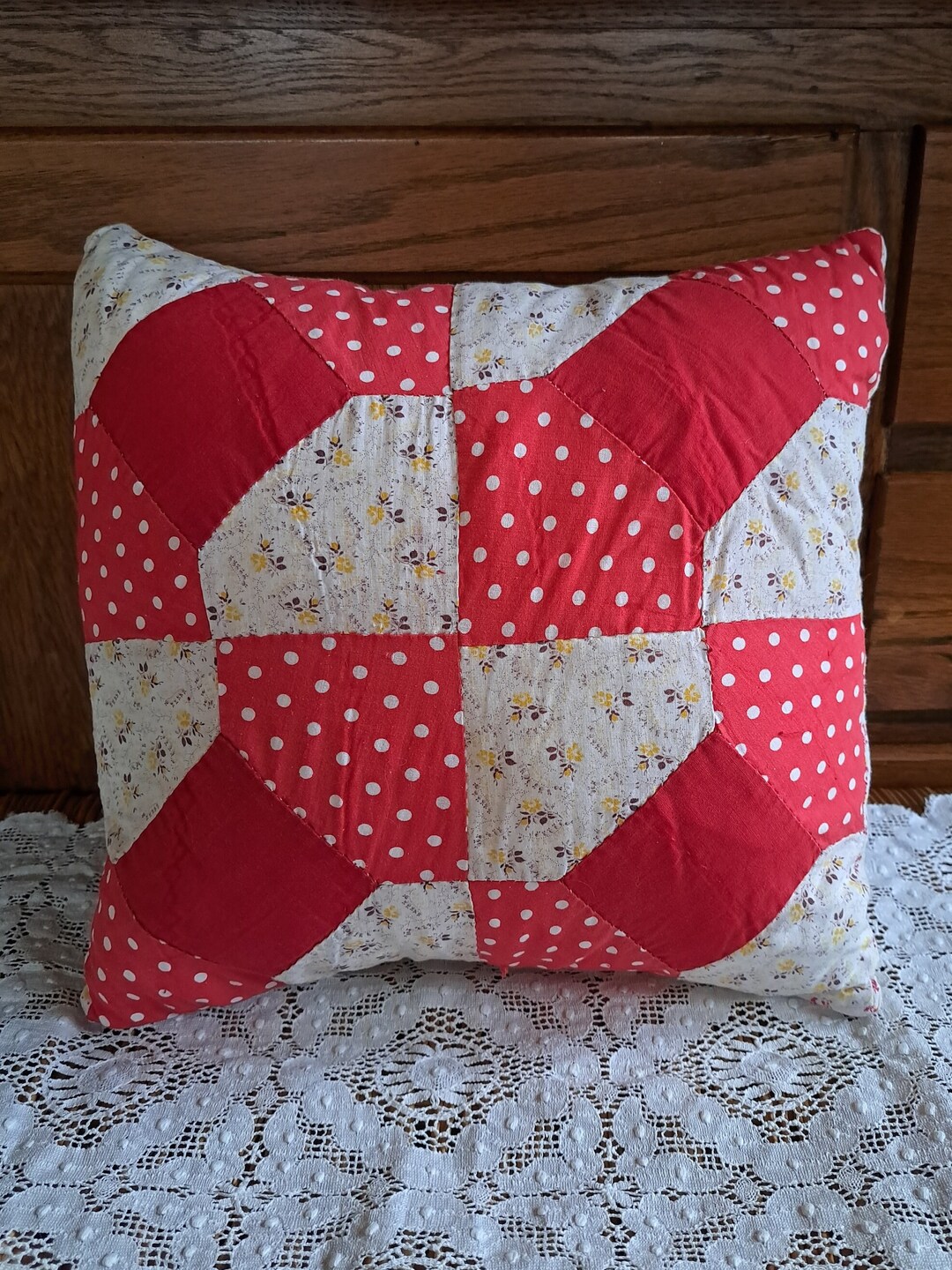 Upcycled Vintage Quilt Pillow 14 X 14 Decorative Etsy
