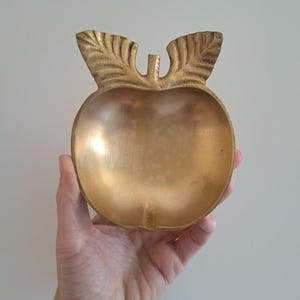 Vintage Brass Apple Shaped Trinket Dish - Ring Dish, Catchall, Teacher Gift
