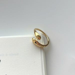 Anillo ajustable de oro, anillo abierto de oro, anillo de acero inoxidable chapado en oro de 18 quilates, anillo minimalista llamativo, regalo resistente al agua para ella.