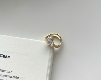 Marquise Cut Solitaire Ring, 18K Gold Plated Stainless Steel Ring, Engagement Promise Ring, Anniversary Gift for Her