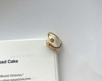 Gold Adjustable Ring, Open Gold Ring, 18K Gold Plated Stainless Steel Ring, Minimalist Statement Ring, Waterproof Gift for Her