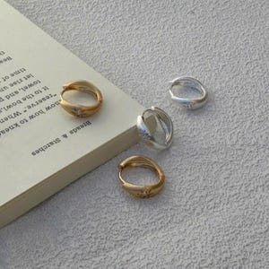 Gold Silver Starburst Huggie Hoop Earrings, Small Chunky Hoop Earrings, Minimal Celestial Hoops, Tiny CZ Huggies, Everyday Earrings for Her