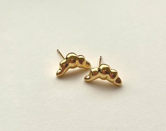 Abstract Gold Stud Earrings, Sculptural Statement Earrings, Minimalist Gold Earrings, Modern Organic Studs, Chunky Gold Jewelry for Women
