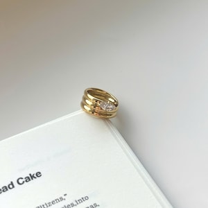 18Kゴールドメッキ マーキスストーンリング：防水スタッキングジュエリー（サイズ6～8）