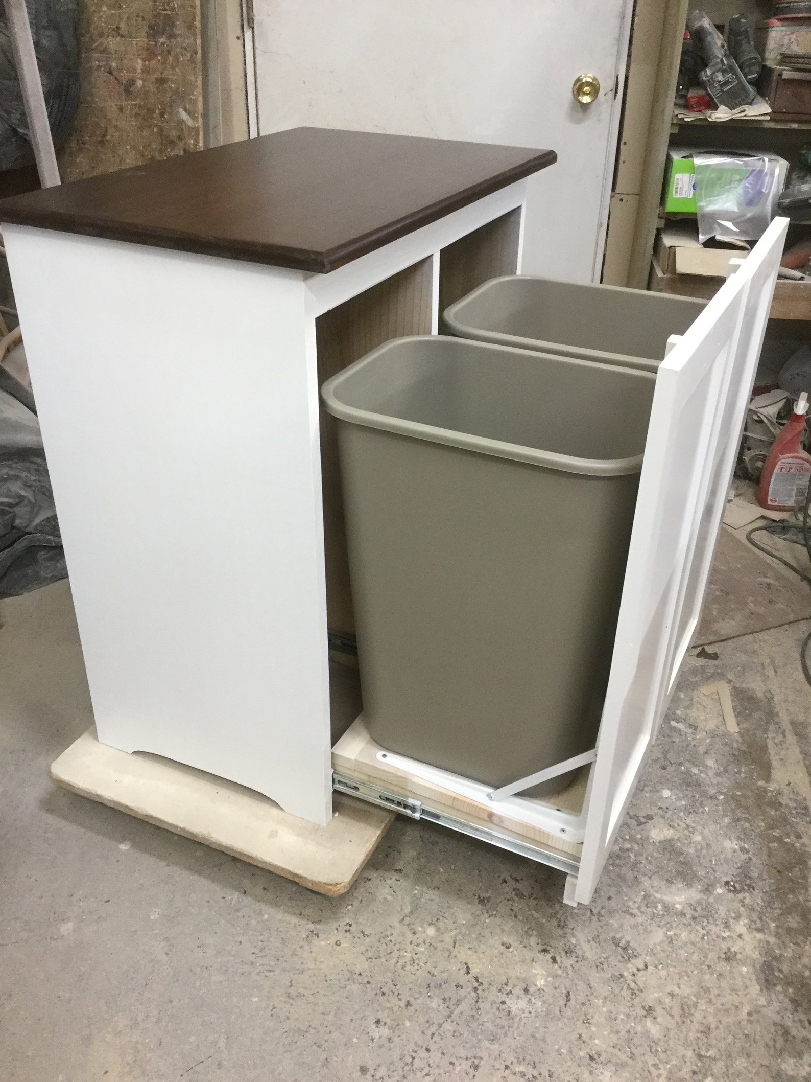 2 DOOR PULL Out with drawer side by side recycle and trash bin Etsy