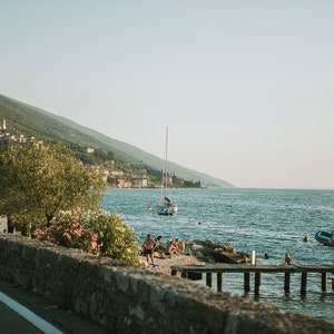 Lago Di Garda Sea Side Fine Art Photographic Print Matted Frame