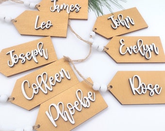 Stocking tags, wooden tags, place setting tags, gift tags, wood tags, personalized tags, custom gift tags, Christmas decor, farmhouse