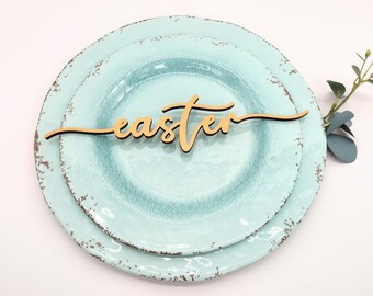 Easter lunch/dinner place setting, Elegant wood place setting, Blessed, Easter,Faith, Risen, Plate decoration, table decor, 10.5 inch