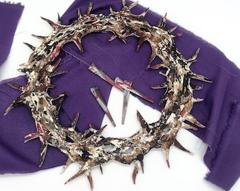 Crown of thorns centerpiece, Lent, Crown of thorns painted, Crown of thorns, Lenten prayers, hand painted crown of thorns