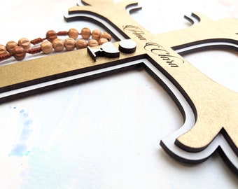 Eerste heilige communie houten gepersonaliseerd kruis/Eucharistie/katholiek kruis cadeau/katholiek/uniek cadeau/aangepast kruis