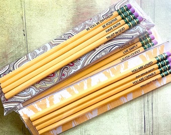 Christian / Personalized Pencils/Custom Engraved 4 pack-Dixon Ticonderoga #2 Pencils / teachers /  Pencils/ positive affirmations