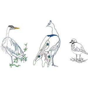 Raw Edge Applique - 3 bird designs