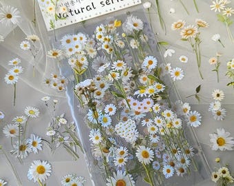 Daisy Stickers, 6 Sticker Sheets per Pack, Kawaii Stationary, scrapbooking supplies, junk journaling, sticker sheets, flower stickers, cute