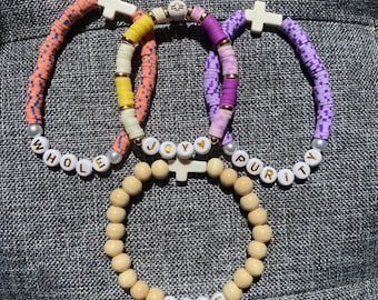 Christian Word Bracelet, Kids Bracelet, Stacking Mama Bracelet, Colorful Clay Beaded Bracelet, Stretch Bracelet, Christian Bracelets, 7 inch