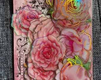 40 Individual Stickers/Pack, Colorful Watercolor Flowers With Gold Foil Accents, Perfect for Journaling and Scrapbooking, Premium Stickers