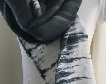Hand dyed linen scarf or table runner